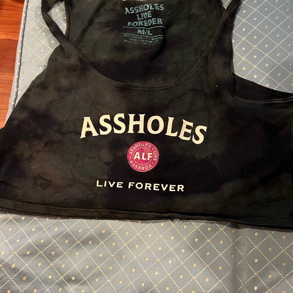 Assholes live forever crop tank t shirt